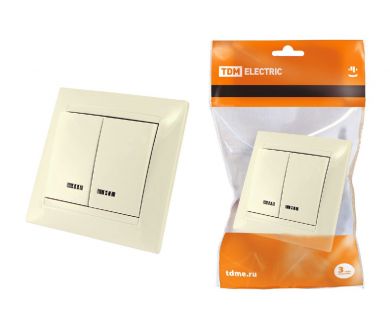 Выключатель двухклавишный с подсветкой Лама TDM Electric SQ1815-0105