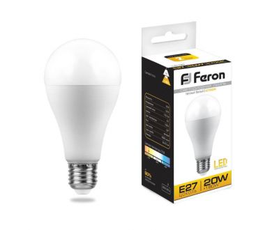 Лампа светодиодная Feron E27 20W 2700K Шар Матовая LB-98 25787