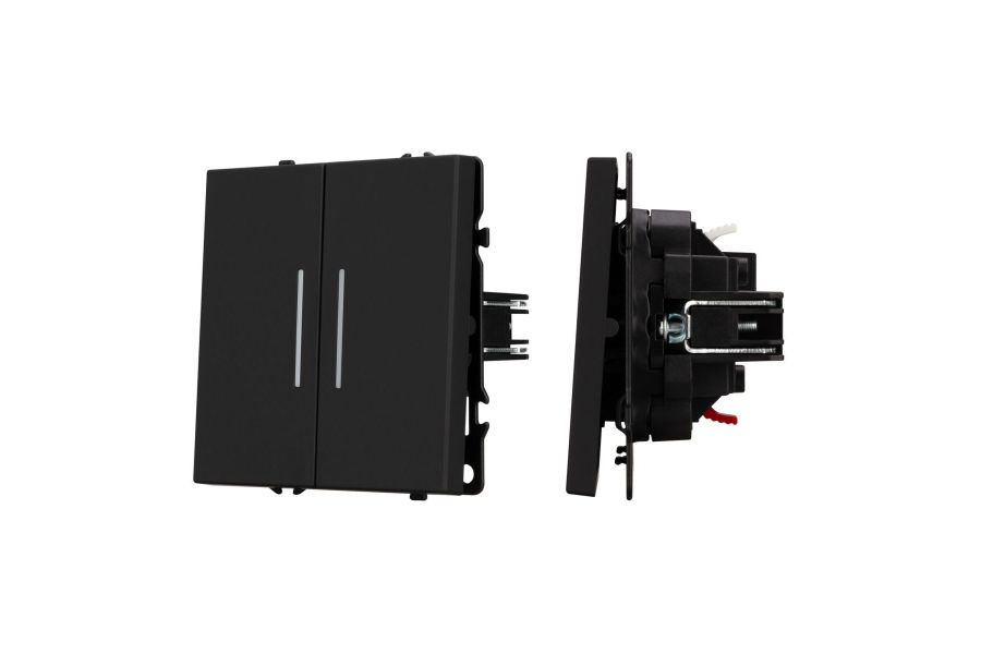 Механизм выключателя двухклавишный непроходной Arlight LED SWT-NOBE-MK02-SFPL-L-BK (230V, 10A) 054264
