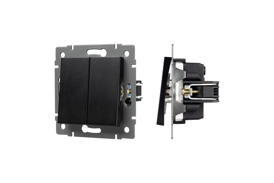 Механизм выключателя двухклавишный непроходной Arlight SWT-MK02-PL-BK-V (250V, 10A) 049888