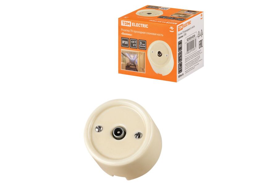 Розетка TV проходная сл. кость Болонь TDM Electric SQ1820-0354