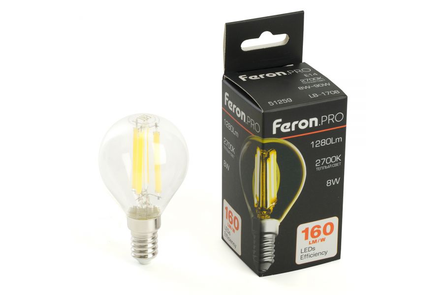 Лампа светодиодная Feron LB-1708 E14 8W 2700K 51259