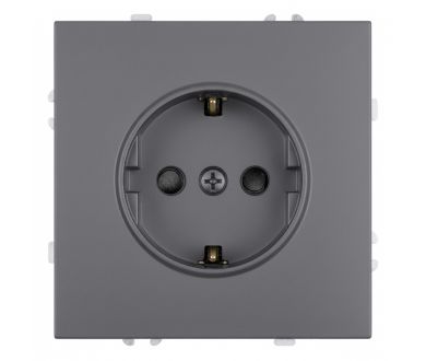 Розетка 1-местная с з/ш с/з (механизм) СЗК Stekker Эмили 250В 16А RST16-5110-10ZK платиново-серый soft touch 50243