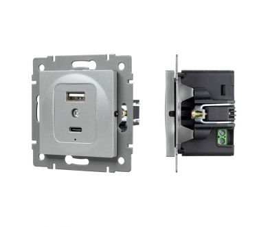 Механизм USB розетки Arlight SCT-MUAC-PL-GR-V (5V, 3A, QC4) 049840