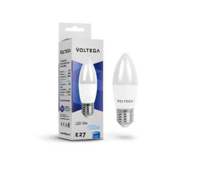 Лампа светодиодная Voltega E27 10W 4000K VG2-C37E27cold10W 8452