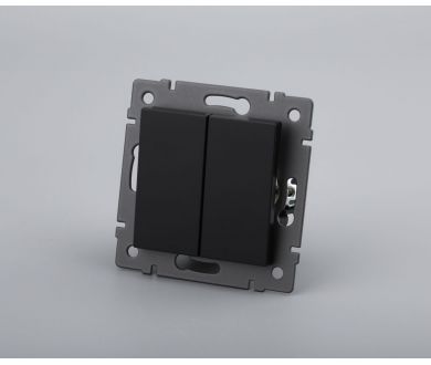 Механизм выключателя двухклавишный проходной Arlight SWT-MKP2-PL-BK-V (250V, 10A) 049893