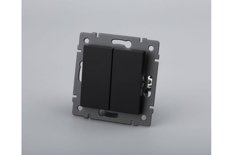 Механизм выключателя двухклавишный проходной Arlight SWT-MKP2-PL-BK-V (250V, 10A) 049893