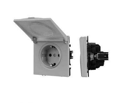 Розетка зк со шторками и крышкой софт-тач никель Arlight SCT-MCP-SFPL-IS (250V, 16A) 059441(1)