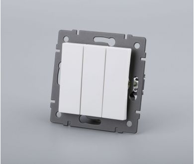 Механизм выключателя трехклавишный непроходной Arlight SWT-MK03-PL-WH-V (250V, 10A) 049896