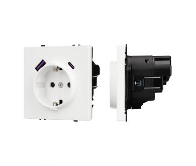 Механизм розетки с USB зарядкой Arlight SCT-NOBE-MUAC-SFPL-WH (230V, 16A) 054284