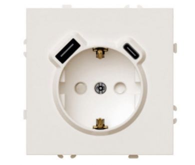Розетка 1-местная з/ш с/з 16А + USB + Type C (механизм) Stekker Эмили RST16-5119-08 кашемир soft touch 50360