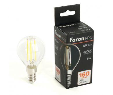 Лампа светодиодная Feron LB-1706 E14 6W 4000K 51257