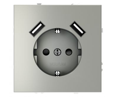 Розетка с USB, А+А Voltum S70 VLS040405 (сталь)