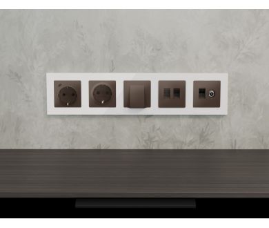 Комплект механизма электрической розетки 2USB С+C 20W с/з на винтовых зажимах 16A-250V Alfa Темная бронза матовый Quant Ambrella Volt MA640510 (AP6405, VM165)
