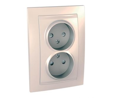 Розетка двойная Schneider Electric Unica б/з со шторками 10A 250V MGU23.063.25D