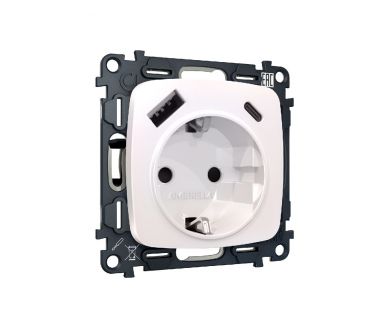 Комплект механизма розетки 2USB A+C 20W (быстрая зарядка) с/з Ambrella Volt Omega MO210010