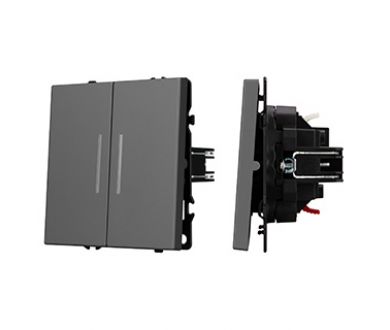 Механизм звонкового выключателя двухклавишный Arlight LED SWT-NOBE-MKR2-SFPL-L-GR (230V, 10A) (Серый базальт) 061744(1)