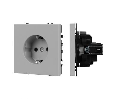 Розетка зк со шторками софт-тач никель Arlight SCT-MEU-SFPL-IS (250V, 16A) 059453(1)