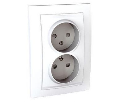 Розетка двойная Schneider Electric Unica б/з со шторками 10A 250V MGU23.063.18D