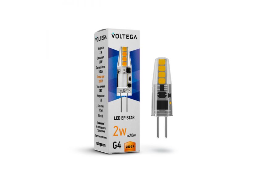 Лампа светодиодная Voltega G4 2W 2800K VG9-K1G4warm2W-12 7142