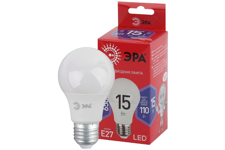 Лампа светодиодная Эра E27 15W 6500K LED A60-15W-865-E27 R Б0046357