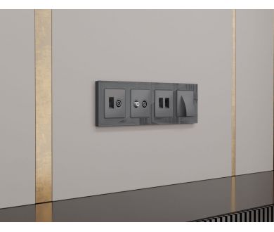 Лицевая панель Alfa (Антрацит серый) для TV двойной розетки Quant Ambrella Volt AP6633