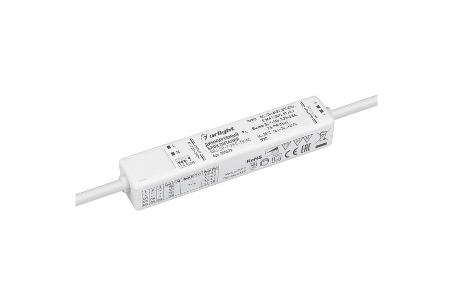 Блок питания Arlight ARJ-SP-7-PFC-TRIAC (7W, 7-14V, 0.25-0.5A) (IP20 Пластик) 055672