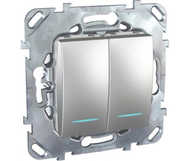 Выключатель двухклавишный с подсветкой Schneider Electric Unica MGU5.0101.30NZD