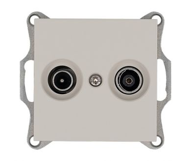 Розетка TV+FM Ф9.5mm проходная с накладкой, цвет Тауп Jasmart G6205T