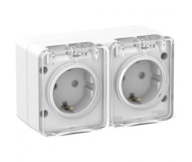 Розетка 2-ая с/з со шт., 16А 250B IP54 Systeme Electric AtlasDesign Profi54 ATN540126