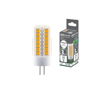 Лампа светодиодная TDM Electric G4 3W 6500K прозрачная SQ0340-0212