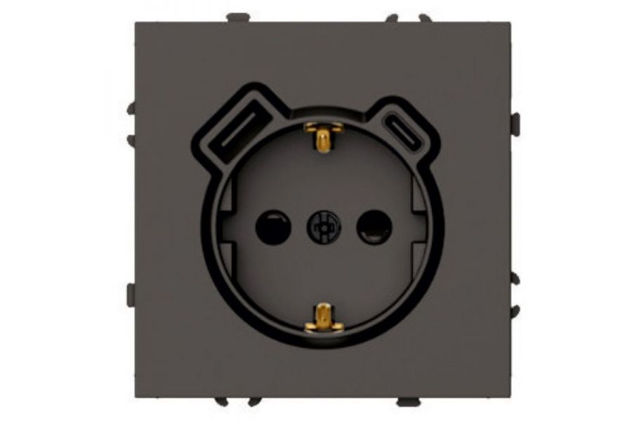 Розетка 1-местная з/ш с/з 16А + USB + Type C (механизм) Stekker Эмили RST16-5119-09 антрацит soft touch 50361