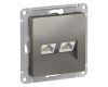 Розетка двойная компьютерная RJ45+RJ45, кат.5E Systeme Electric AtlasDesign Сталь ATN000985