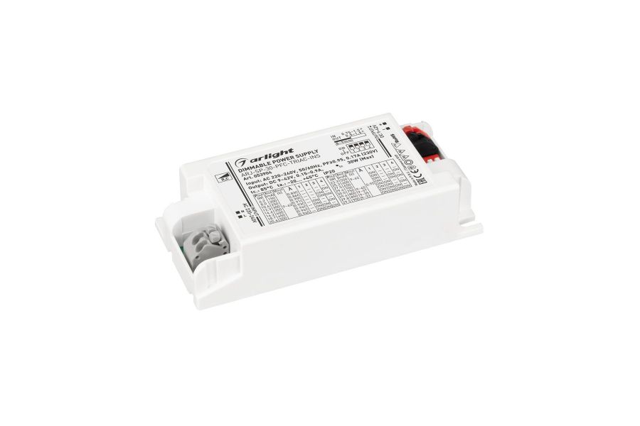 Блок питания Arlight ARJ-SP-30-PFC-TRIAC-INS (30W, 9-42V, 0.15-0.9A) (IP20 Пластик) 053904