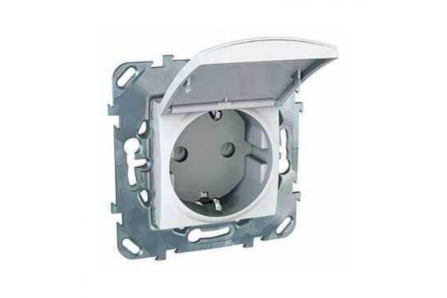 Розетка Schneider Electric Unica с/з со шторкамии крышкой 16A 250V MGU5.037.18TAZD