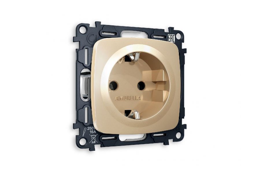 Комплект механизма розетки с/з на винтовых зажимах Ambrella Volt Omega MO606010