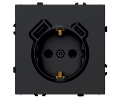 Розетка 1-местная з/ш с/з 16А + USB + Type C (механизм) Stekker Эмили 250В 20W черный уголь soft-touch RST16-5119-05 50218