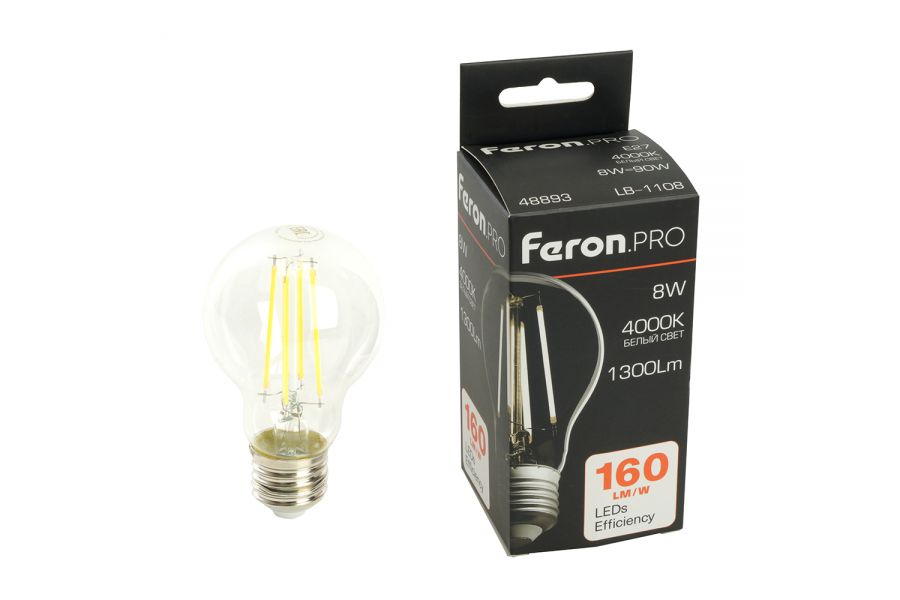 Светодиодная лампа Feron LB-1108 E27 8W 4000K 48893