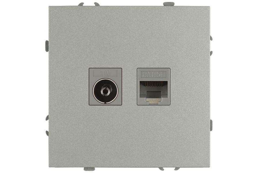 Розетка Эра Galaxy 15-3110-03 комбинированная RJ45+TV IP20 алюминий Б0070780