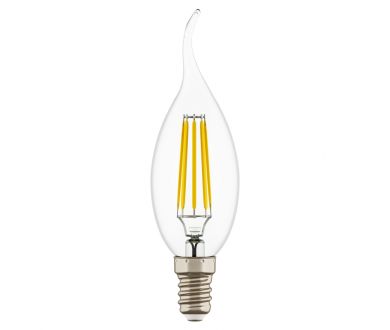 Лампа светодиодная филаментная Lightstar LED Filament Е14 6W 4000K свеча на ветру прозрачная 933604