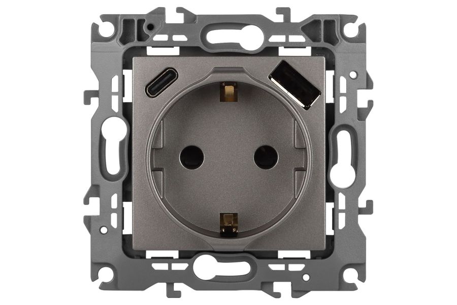 Розетка со шторками с USB type-A+C Эра 12-4108-16 Б0067762