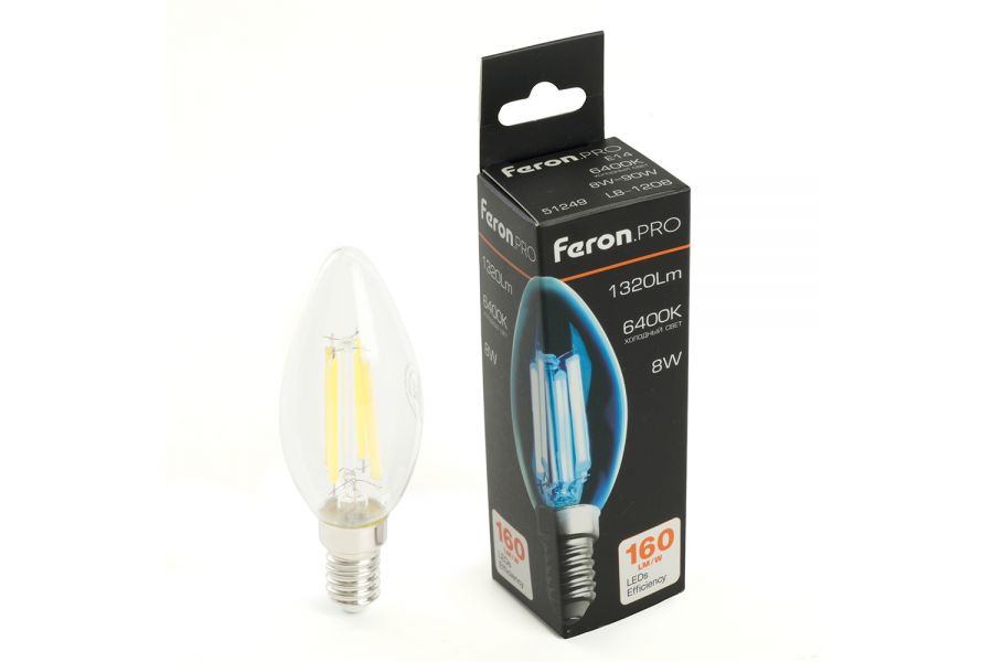 Лампа светодиодная Feron LB-1208 E14 8W 6400K 51249