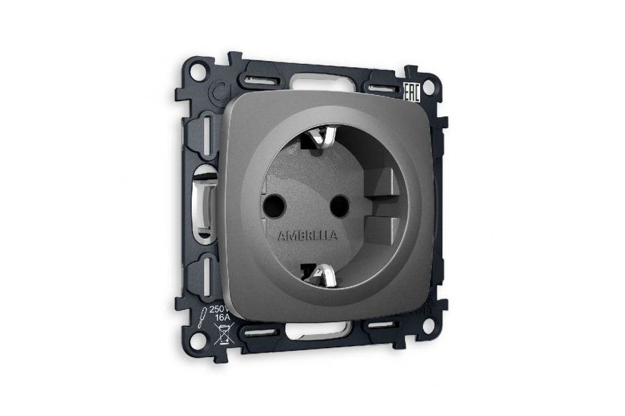 Комплект механизма розетки с/з cо шторками Ambrella Volt Omega MO657010