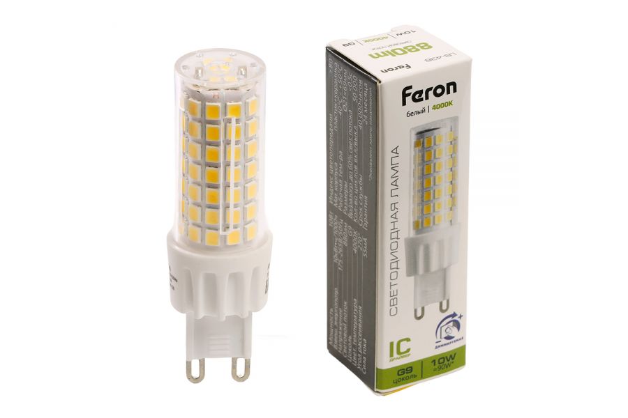 Лампа светодиодная диммируемая Feron LB-438 G9 10W 4000K 51742