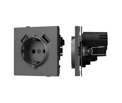 Купить Механизм розетки с USB зарядкой Arlight SCT-TENDO-MUAA-SFPL-GR (230V, 16A) 054605 Механизм розетки с USB зарядкой Arlight SCT-TENDO-MUAA-SFPL-GR (230V, 16A) 054605