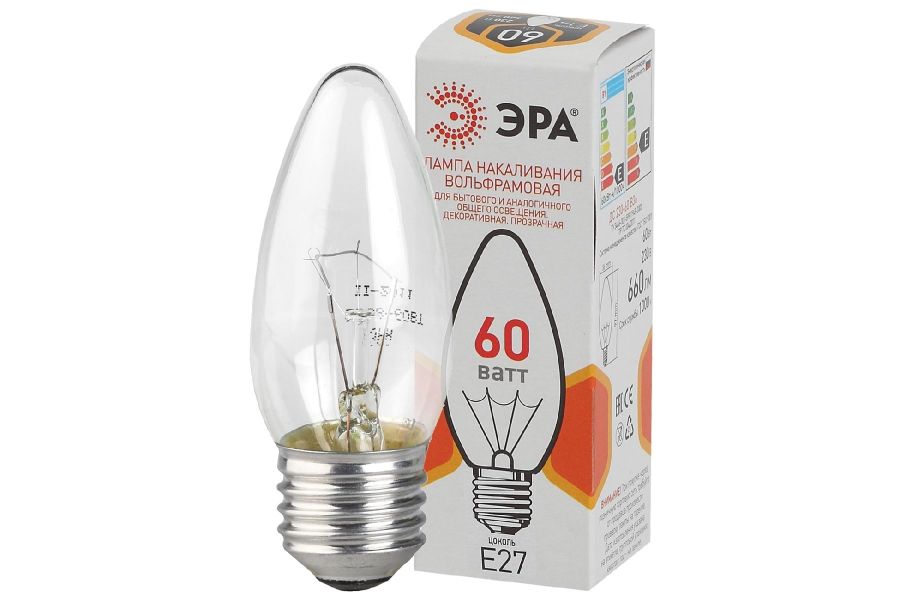 Лампа накаливания Эра E27 60W ДС 60-230-E27-CL Б0039130