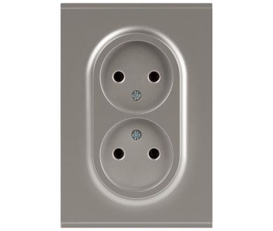 Розетка Эра Arktik 16-2107-07 без заземления двойная 2X2P 16А-250В титан Б0071687