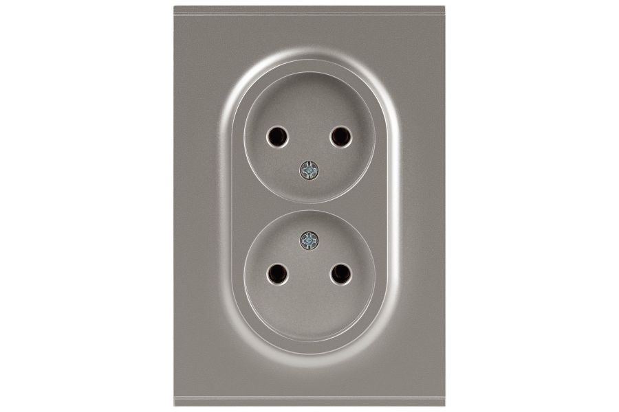 Розетка Эра Arktik 16-2107-07 без заземления двойная 2X2P 16А-250В титан Б0071687