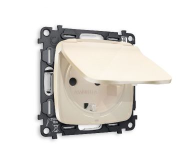Комплект механизма розетки с/з со шторками и крышкой Ambrella Volt Omega MO308010