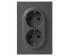 Розетка Эра Galaxy 15-2104-06 с заземлением двойная 2X2P+E Schuko 16А-250В IP20 графит Б0070687